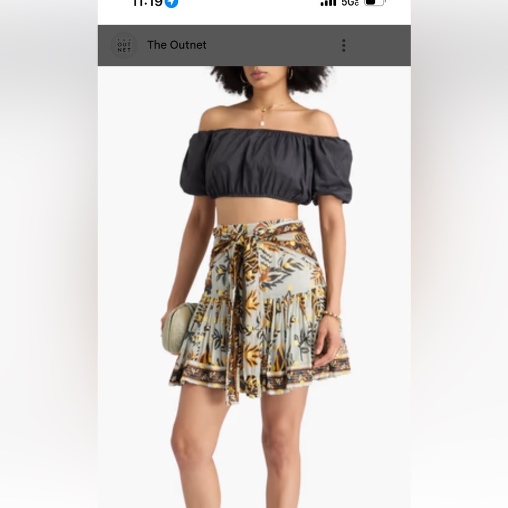 Farm Rio Bead-embellished tie-front printed metallic fil coupé mini skirt x s